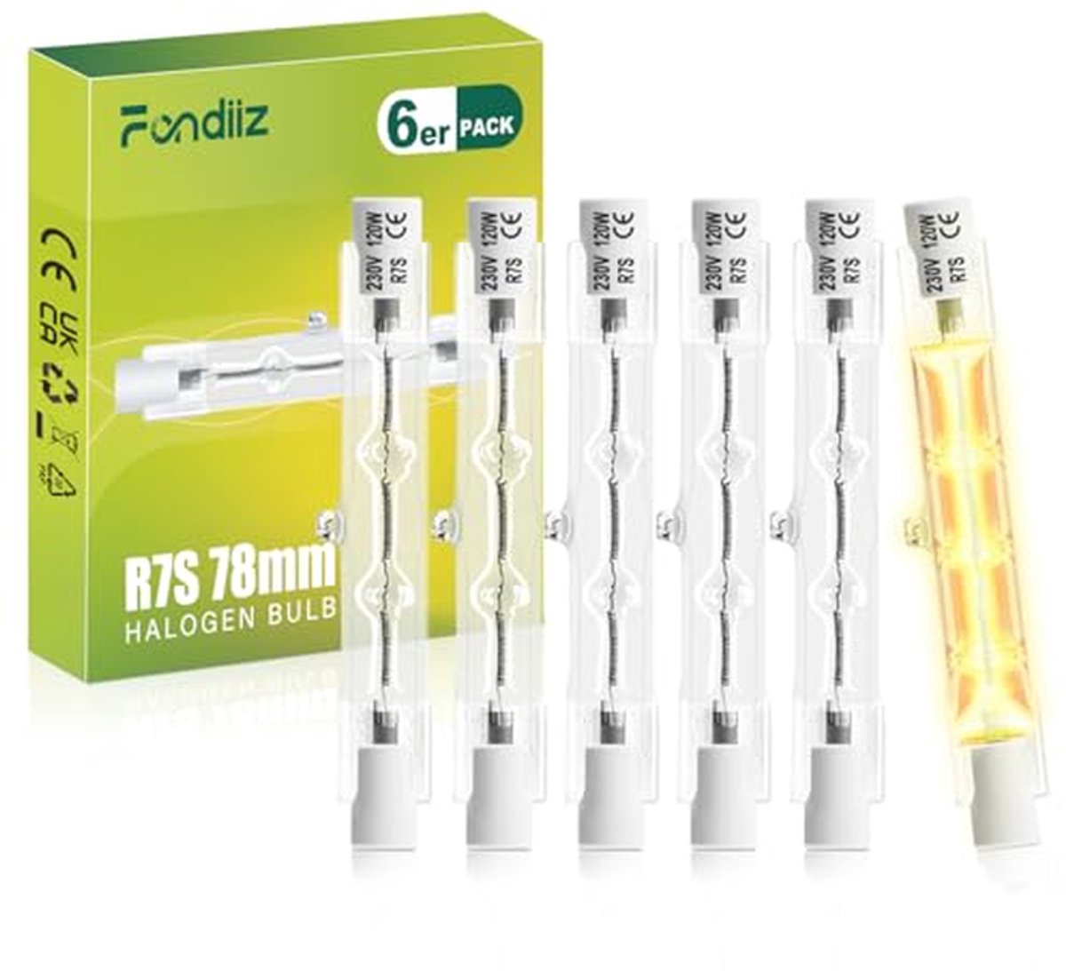 Halogeenlampen R7s - Lineaire Lampen - Buitenverlichting - Dimbaar 0-100% - 6 Stuks 78mm - Warm Wit