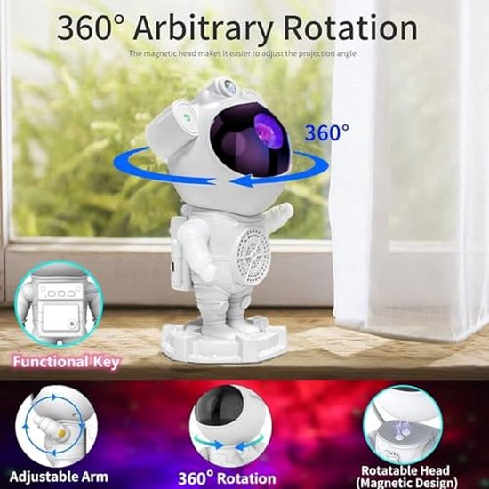 Sterren Projector - Nachtlampje Melkweg - Kamer Decoratie - 2-in-1 Galaxy Effect - 14 Kleuren - Wit — afbeelding 3