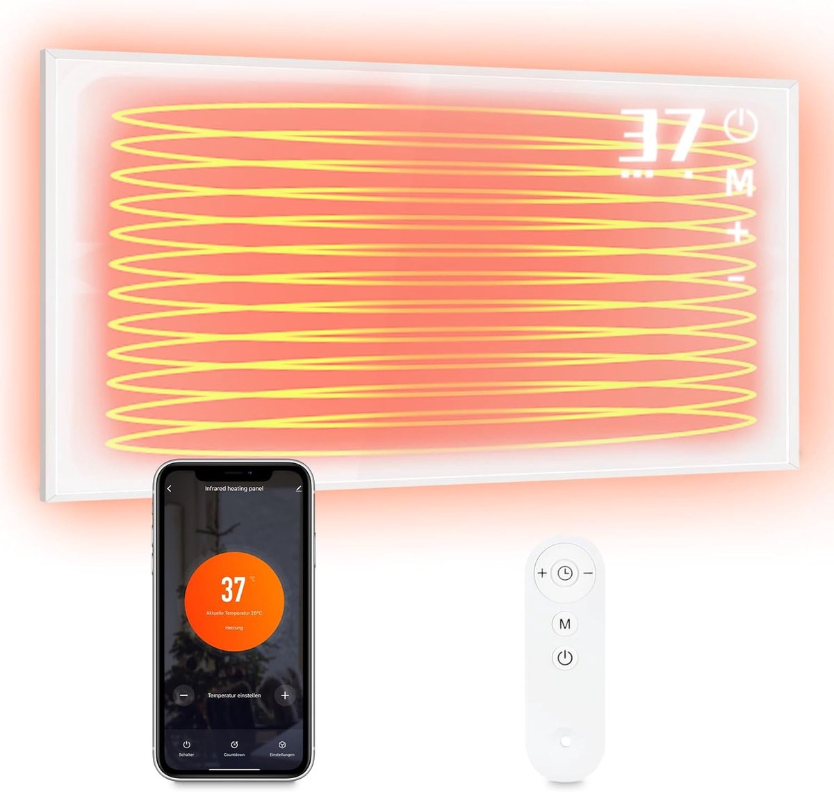 Infrarood Verwarming - Elektrische Radiator - Ruimte Verwarmen - App en Afstandsbediening - 600W - Wit