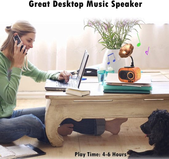 Retro muziekluidspreker, vintage draadloze draagbare buitenluidspreker met luid stereogeluid, oplaadbare luidspreker, ingebouwde microfoon, ondersteuning voor het beantwoorden van oproepen, USB-, TF-kaart- en AUX-ingang voor thuis. — afbeelding 3