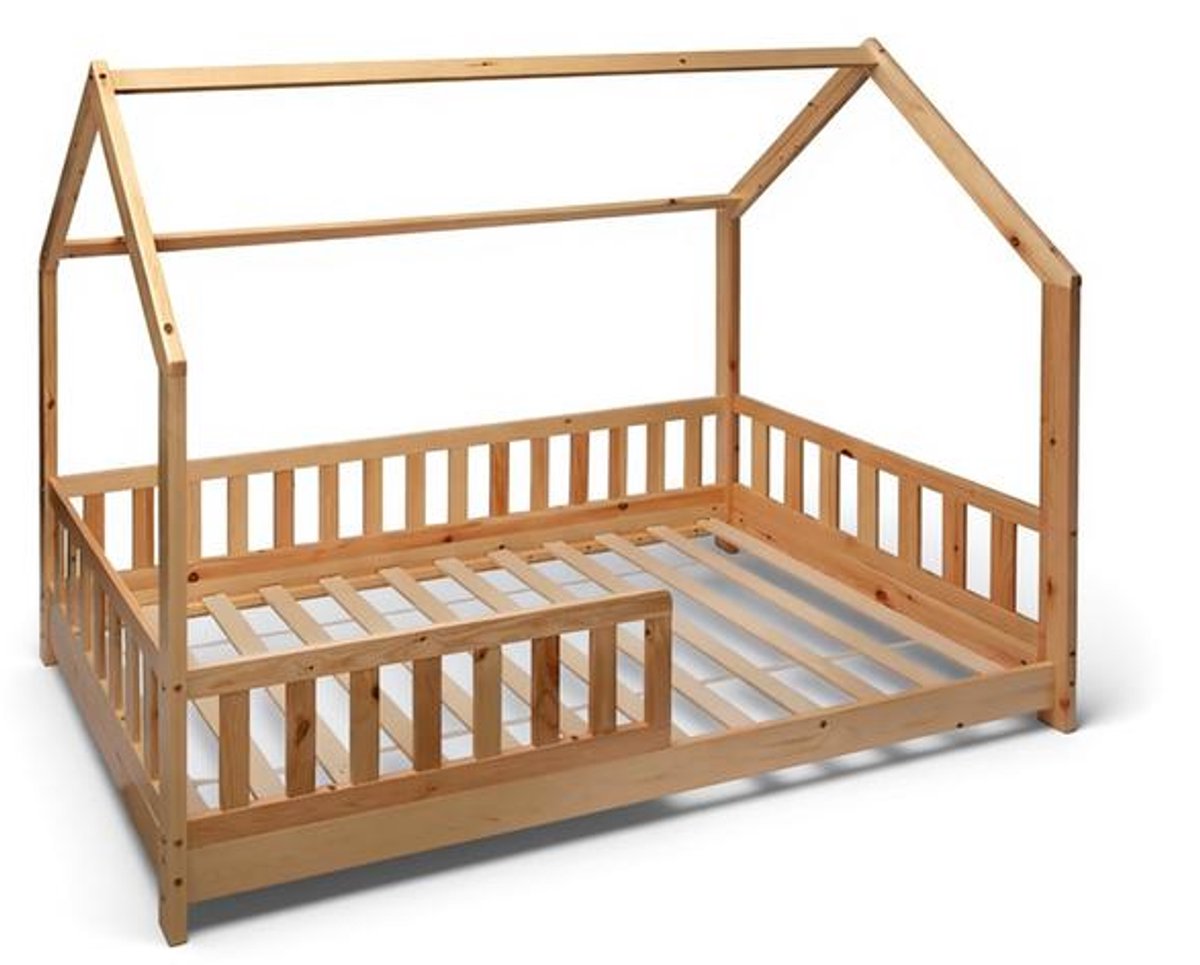 J.T.R Huisbed Twine Beige - Steigerhout - 90 x 190 cm - Kinderbed met Huis Thema.