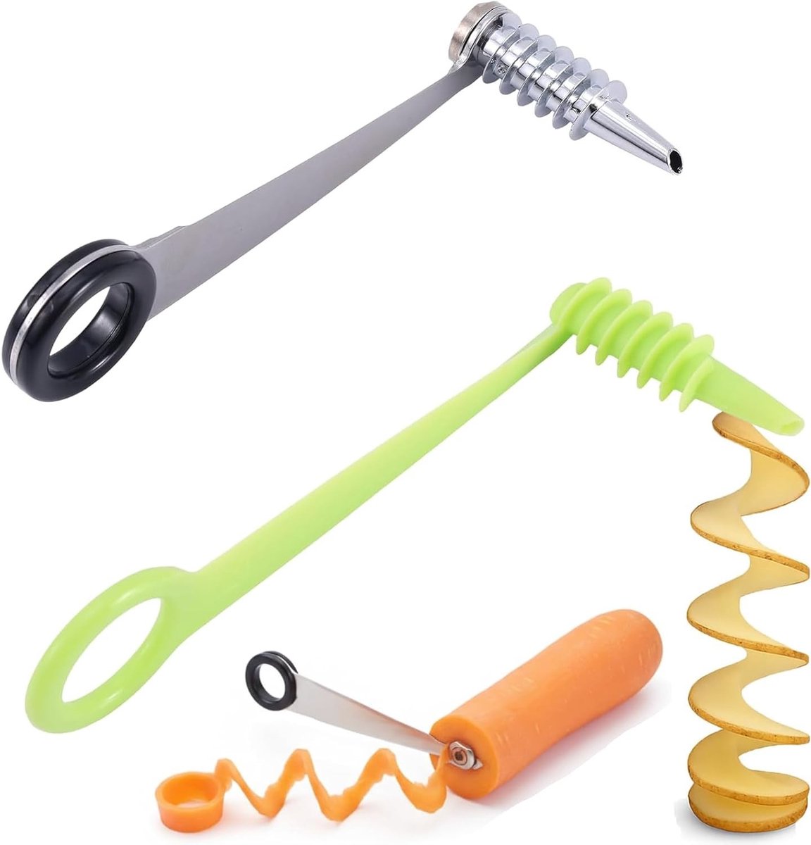 Vegetable Spiral Cutter Set - 2-delige Spiral Slicer voor Groenten en Fruit, Ideaal voor Aardappelen, Komkommers en Courgettes
