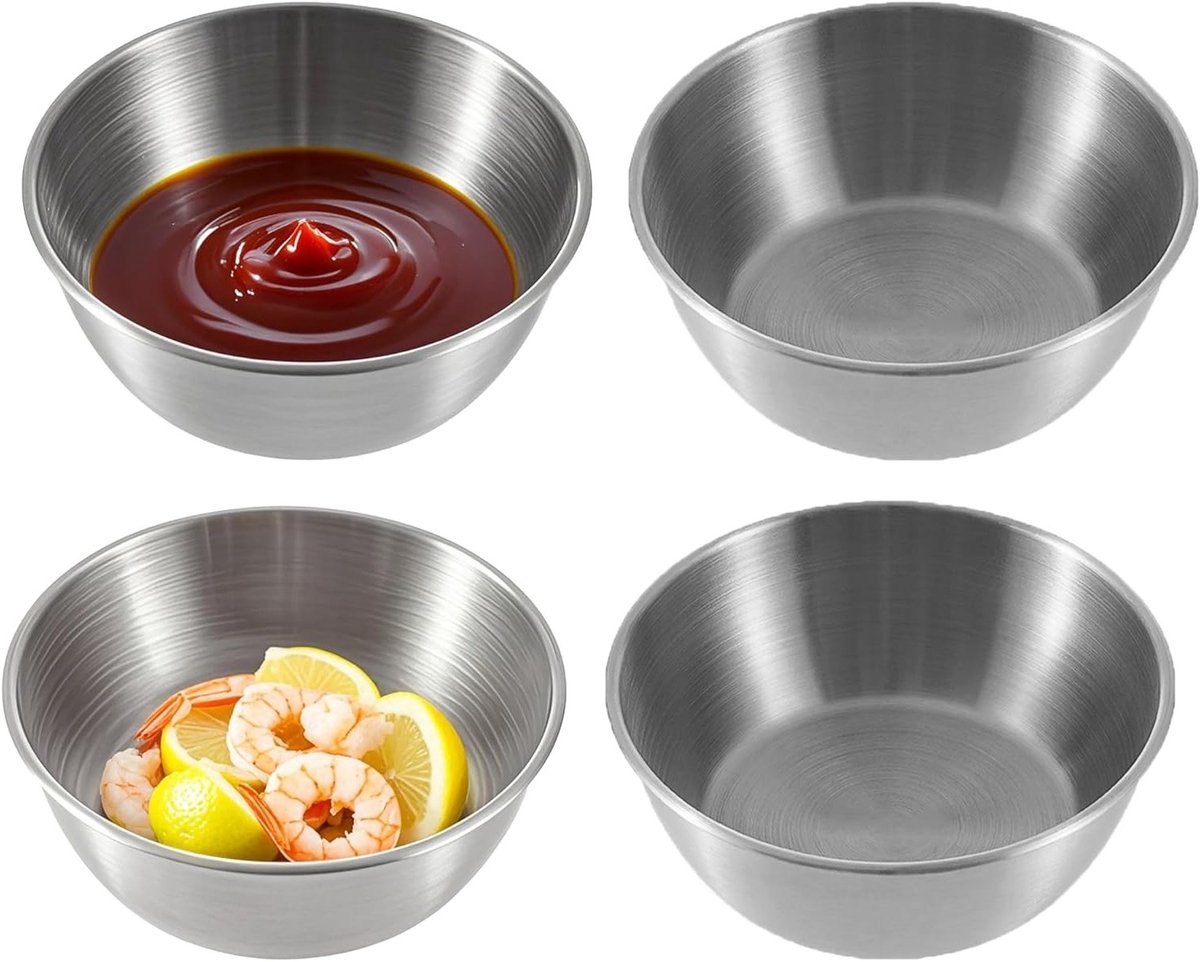 Snackkommen Set van 4 Stuks, 11 x 3,5 cm, Ideaal voor Snacks, Specerijen en Sushi