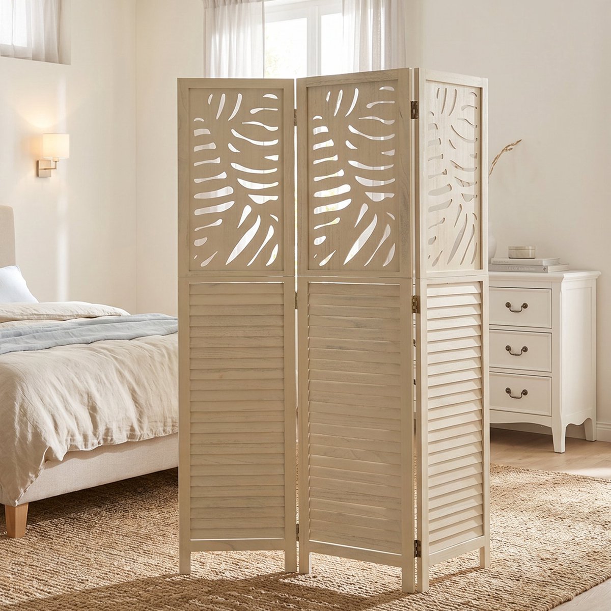 Homestyle4u Kamerscherm - 120x170 cm - Naturel - 3-delig Bruin