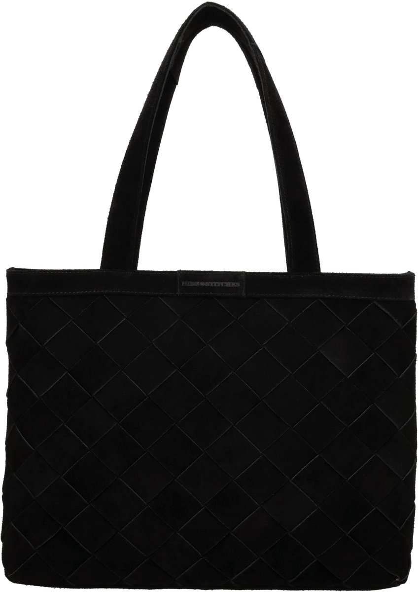 Hide & Stitches Acadia Laptoptas - 15,6 inch - Suède - Geweven Voorzijde - Werk Tas - Dames Tas - School - Leren Dames Tas - Zwart