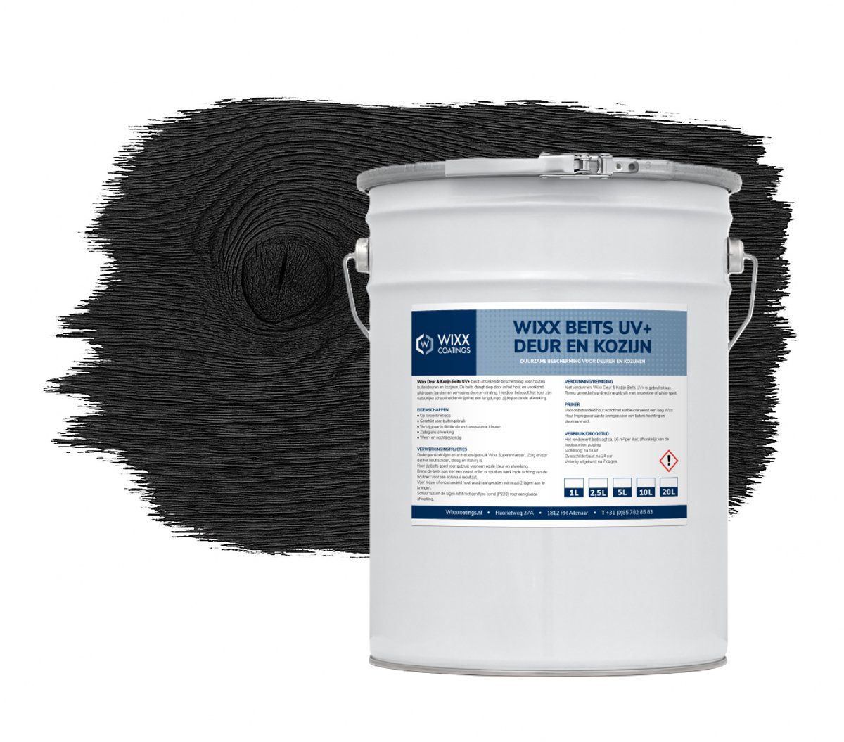Wixx Deur en Kozijn Beits UV+ - 5L - Zwart
