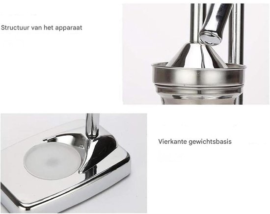 carmdering - Citruspers - Handmatige Citruspers - Sapcentrifuge - Roestvrij staal, 12,5×18,5×36,5 cm - Druppelvrij, ergonomisch handvat - Geschikt voor citroen, limoen, sinaasappel en granaatappel - Perfect voor thuis en keuken - Oranje van Carmdering — afbeelding 4