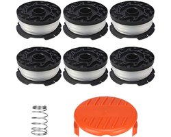 6 Stuks Maaidraad - Maaiaccessoires - trimmerdraad - maaidraad - Reserve draden - draadspoelen - voor Black Decker, Bekasa AF-100-3ZP en A6481 - lengte 30 ft - voor Vervangt spoelen uit de GL280-, GLC1825N - serie met doppen en veren