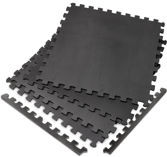 VirtuFit Tapis De Protection Sol Puzzle 12 Pièces 240x180cm Noir - Sol Robuste Pour Fitness
