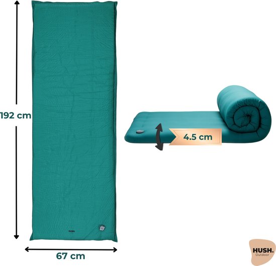 HUSH Outdoor Slaapmat comfort - Incl. draagzak - geïntegreerd ventiel - lichtgewicht - 192×70×4.5cm van Merkloos — afbeelding 2
