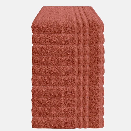 Byrklund Handdoek - Set van 10 - Hotelkwaliteit - 100% katoen (BCI) - 500 g/m² - 50x100 cm - Terra