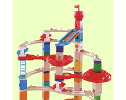 Hape Super Spiralburg Knikkerbaan | Quadrilla Houten Bouwset met 129 Onderdelen en Xylofoon