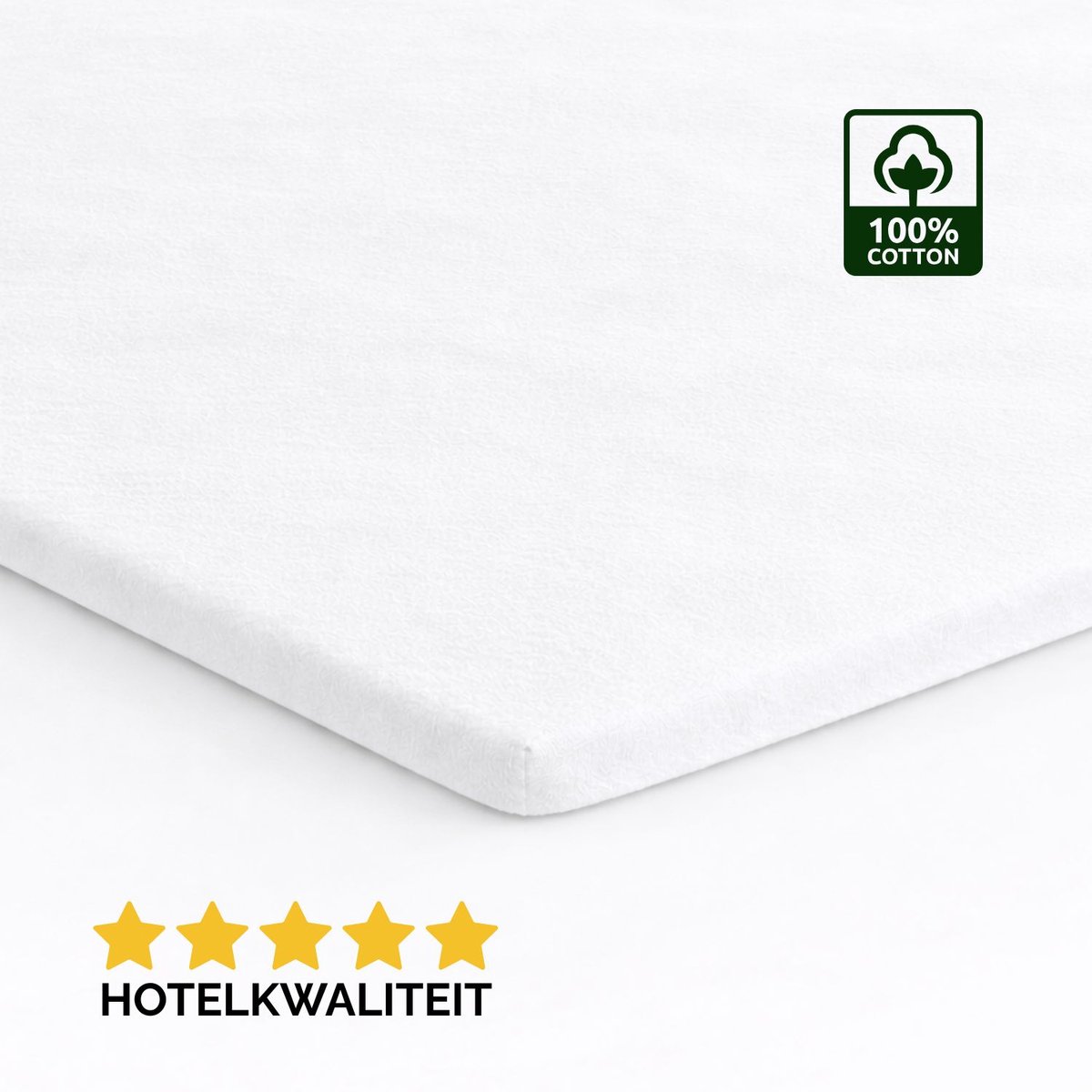 Droomtextiel Topper Molton Hoeslaken - 80 x 200 cm - 100% Katoen - 60˚C wasbaar - Hoogwaardige Kwaliteit - Perfecte Pasvorm