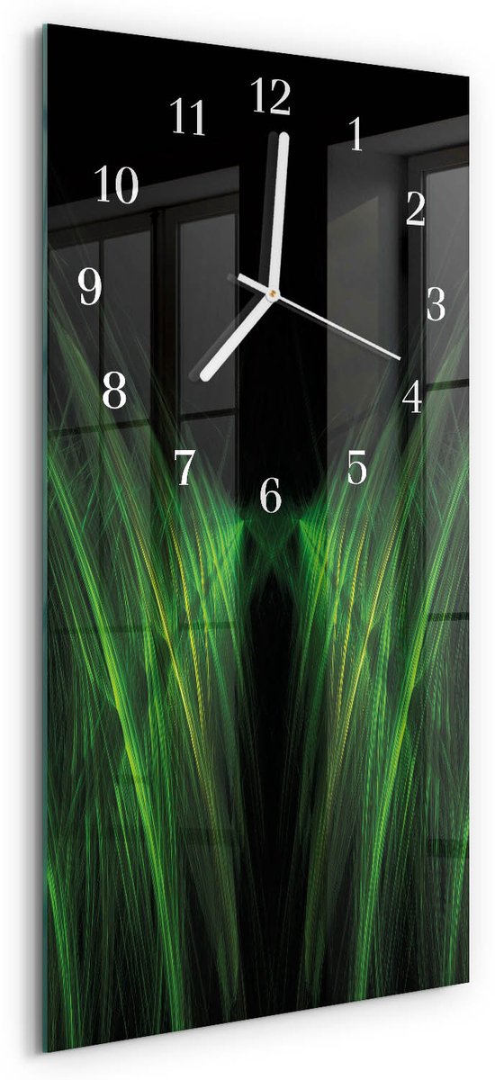TULUP Wandklok - Weg Decoratieve Glazen Klok - 30x60 cm - Groente Glazen Wandklok Design - Witte Handen - Rechthoekige Wandklok - Glazen Wandklok Design - Klok Glas Met Opdruk Groente - Weg