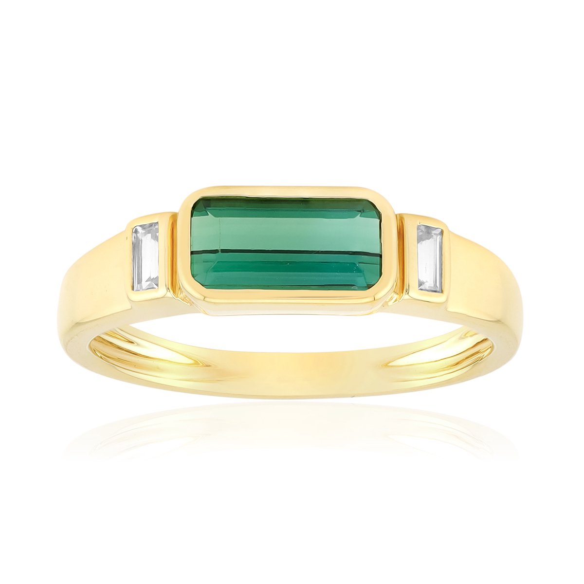Cavill - Zilveren ring 925 Sterling met 18K vergulding - Braziliaanse indigoliet 0,77 ct & 2 triljante zirkonen 0,12 ct - Modern elegant