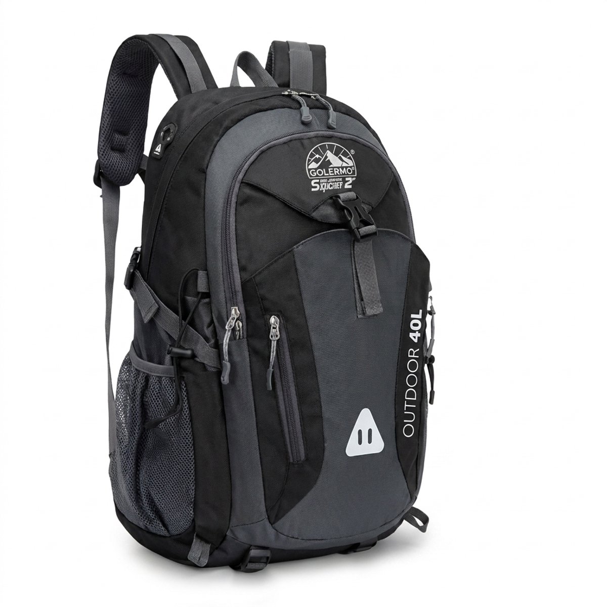 Backpack Explorer 40 – Waterdichte Rugzak 40L – Outdoor & Trekking Backpack met 3 Compartimenten, Ventilatiesysteem & Borstband – Unisex (Zwart)