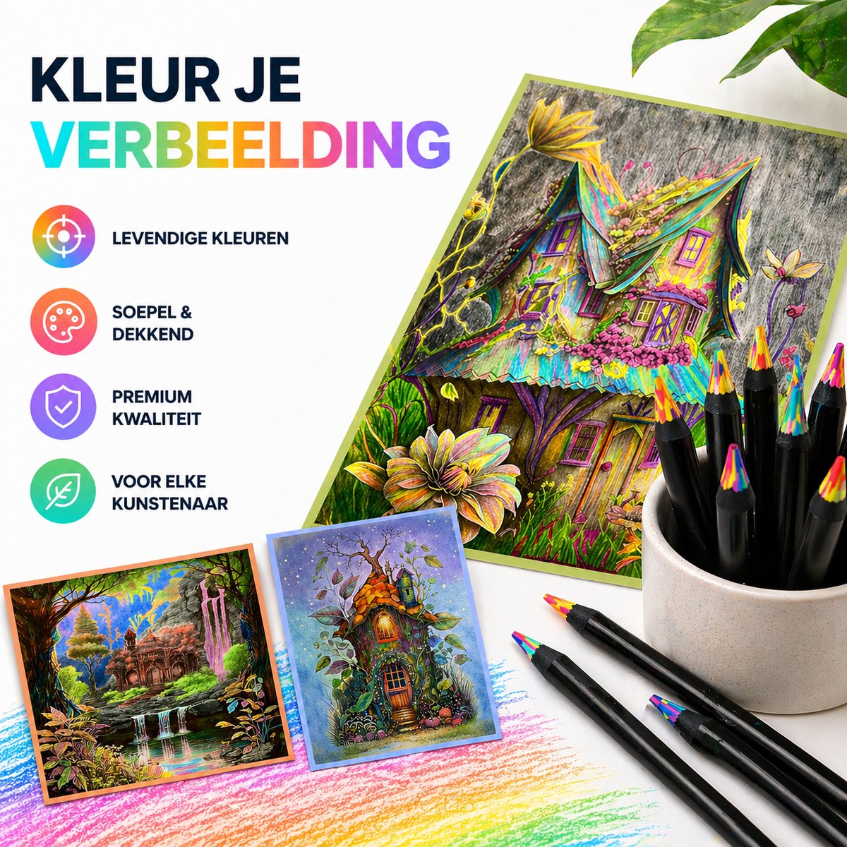 BOTC Kleurpotloden - Set van 12 Stuks - Kunstbenodigdheden - Voorgeslepen - Tekenset voor Volwassenen en Kinderen — afbeelding 4