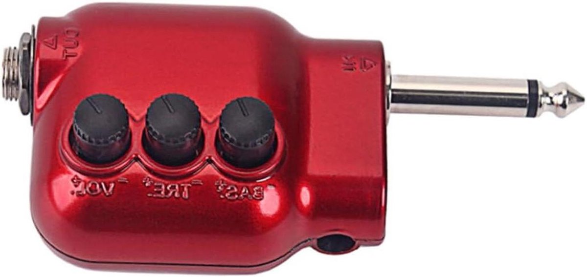 Gitaar Preamplifier - Akoestische Gitaar Voorversterker - Muziek Maken - 2-Band EQ - 9.2 x 5.5 x 2.5 cm - Rood
