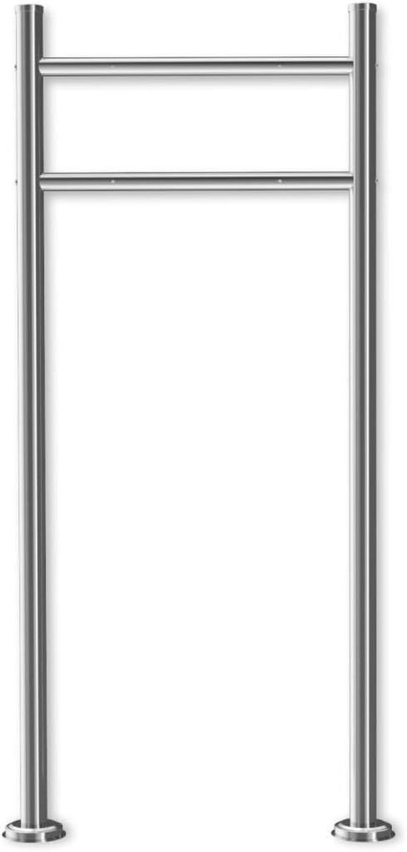 Brievenbuspaal V2A - Vrijstaande standaard - Post Bezorging - Roestvrij & Weerbestendig - 120 cm Hoog - Zilverkleurig