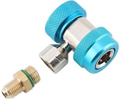 R134 A/C Laag/Hoog Snelkoppeling Airco Koppeling Adapter + Afzuigventiel Core(Blauw)