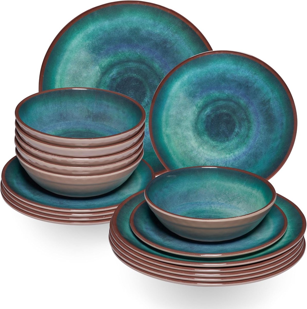 Kampeerservies Set - Picknick Servies - Buiten Eten - Klei Look - 18 Delen - Bruin