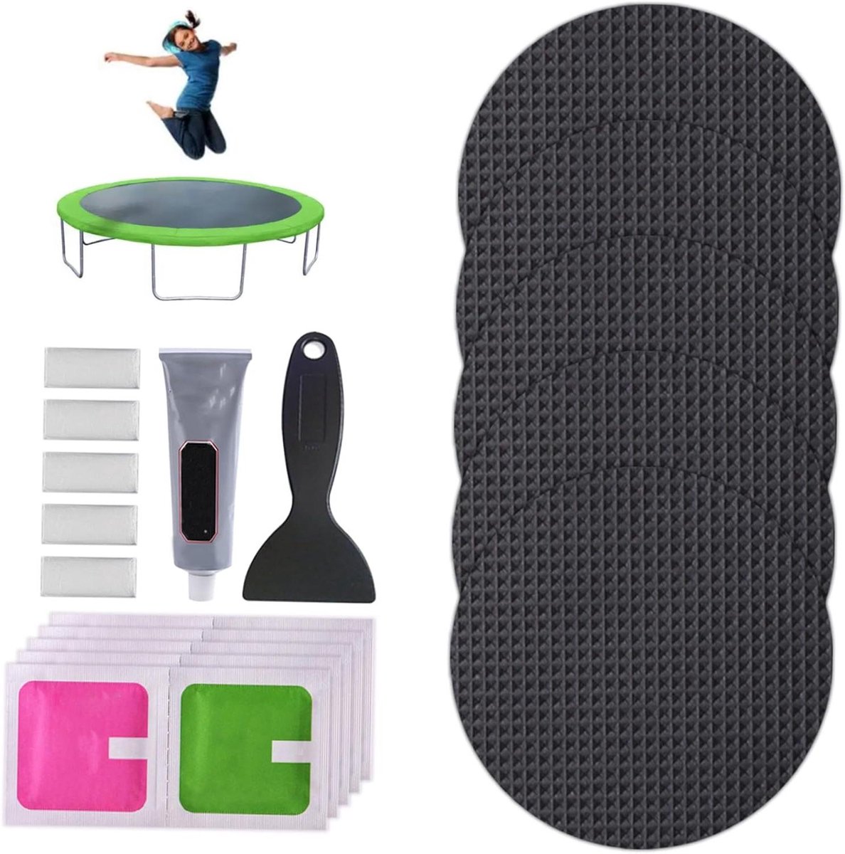 Trampoline Reparatie - Matten Kit - Gaten Dichten - Complete Set - 10 x 10 cm - Set 1