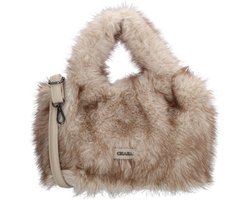 Charm London Antarctica Handtas - Fluffy Tas - Dames Tas - Schouderband - Ritssluiting - Trendy Handtas - Schoudertas - Crossbodytas - Donkerbeige