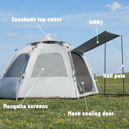 Lifero Camping Tent - Automatisch Pop-up Tent - Easy-up - Kampeertent 3 Persoons - Kampeertent 4 persoons - 280x280x155cm van Lifero Camping Tent — afbeelding 5