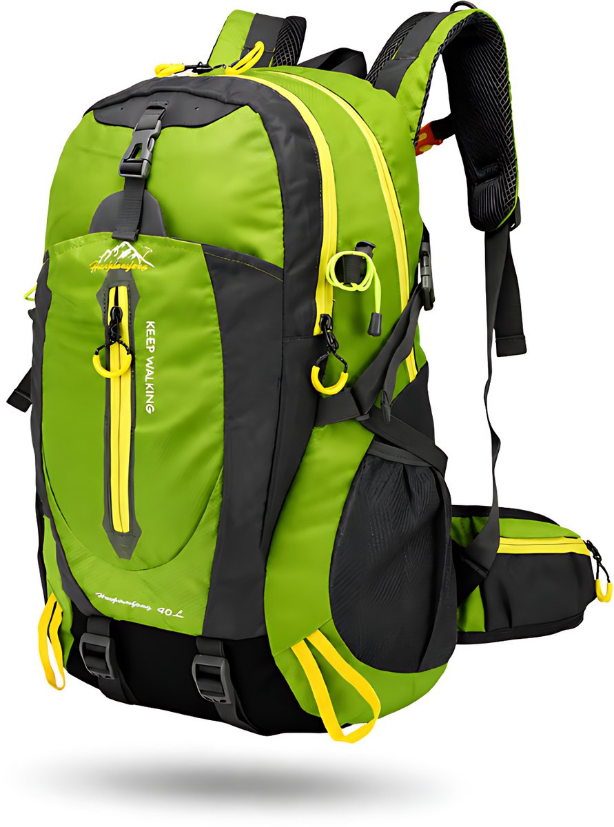 CarryQuest® - 40L Hiking Camping Rugzak - Lichtgewicht Nylon Backpack met Rugventilatie, Verstelbare Schouderbanden, Meerdere Vakken & Compact Outdoor Design - 52x33x20 cm - Groen