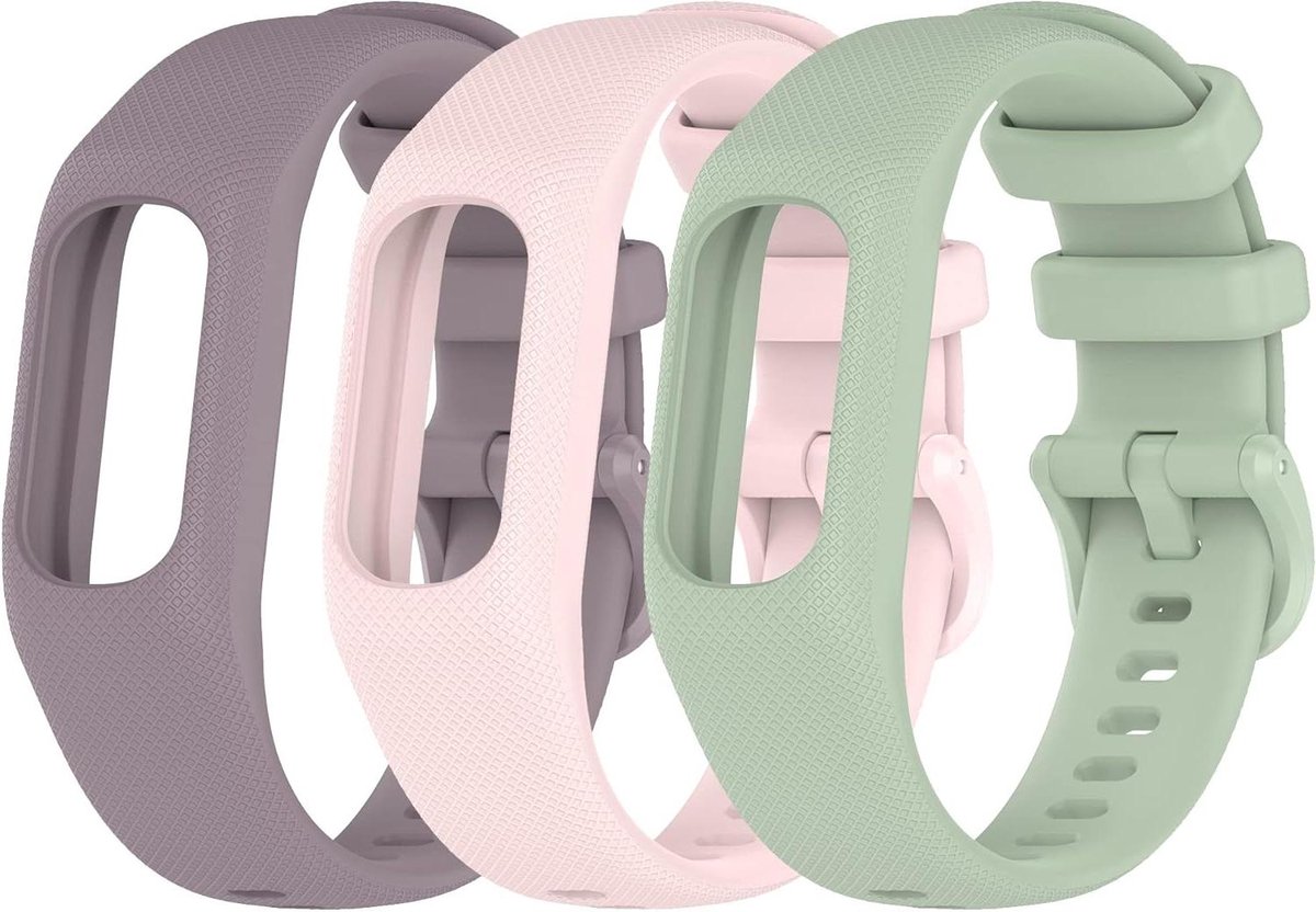 3 stuks zachte siliconen banden, compatibel met Garmin Vivosmart 5 armbanden, reservearmbanden, armband, behuizingsafdekking voor dames en heren, klein/groot formaat, Klein (5,5"-7,8"), Siliconen, Geen Edelsteen