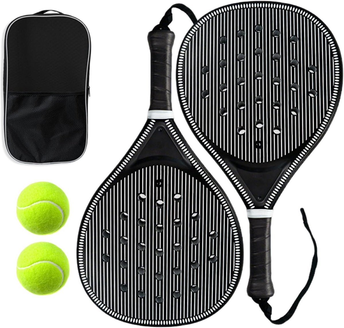Pickleball peddels - Sport rackets - Buiten sporten - Lichtgewicht carbonvezel - Set van 2 - Zwart