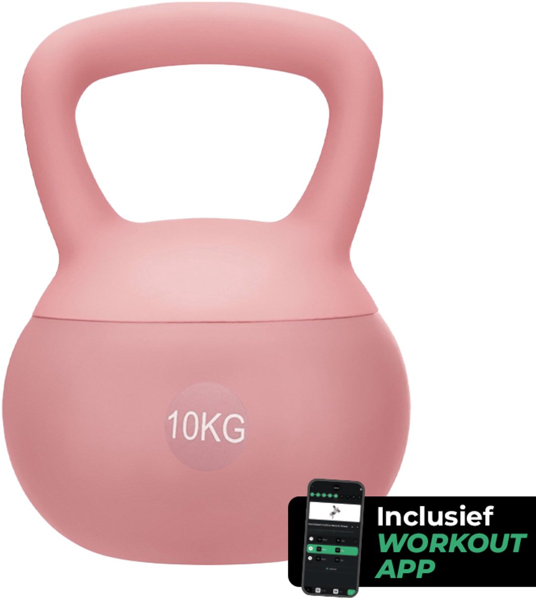 Attrezzo Kettlebell Roze – Inclusief Gratis Workout App – Voor Krachttraining, Fitness en Thuisworkouts