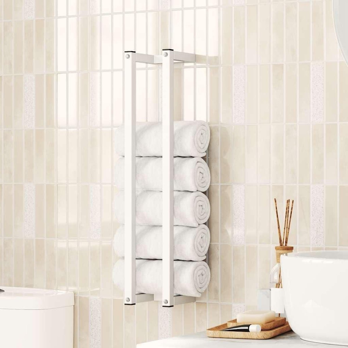 Handdoekenrek - Handdoekhouder - Badkamer Organisatie - Robuust Staal - 60 cm - Wit