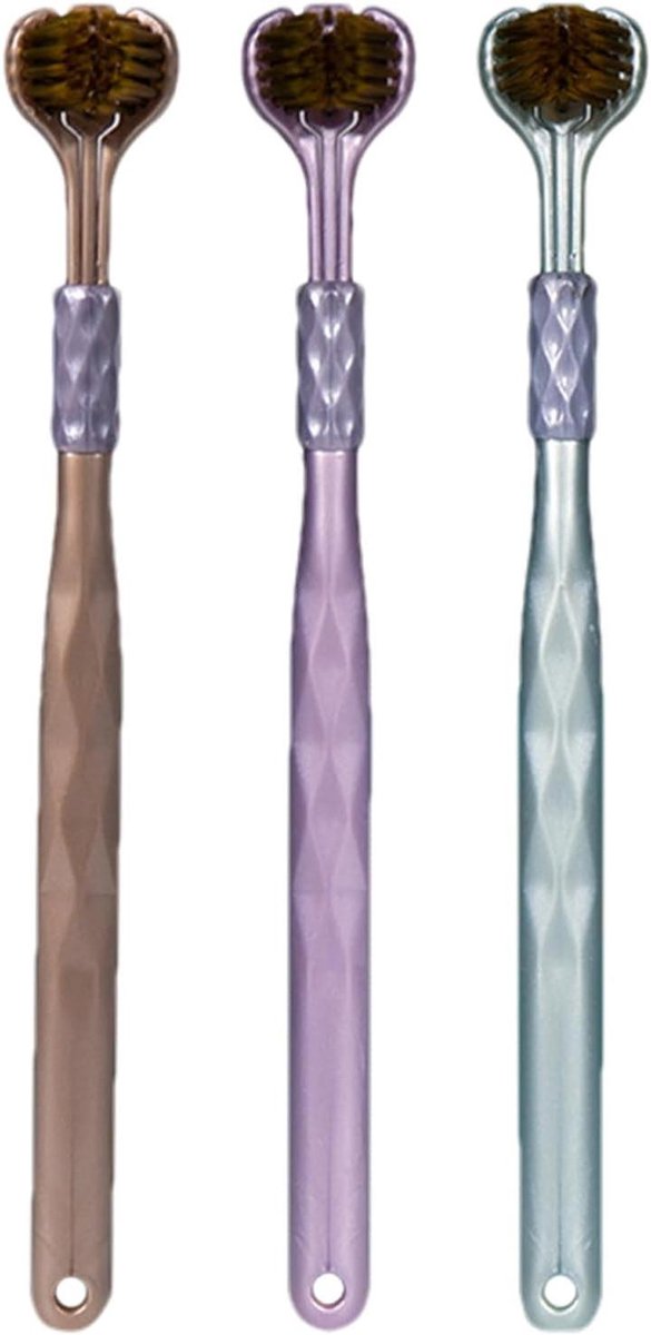 3-zijdige tandenborstel - Drievoudige tandenborstel - Snellere mondreiniging - Reiniging vanuit 3 hoeken - 185 cm lengte - Blauw