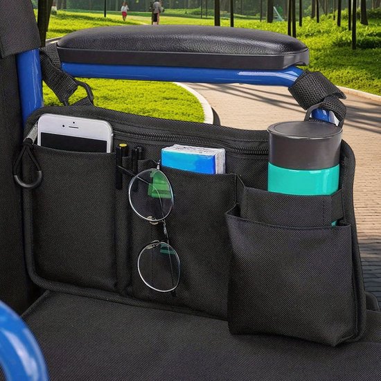 Rolstoel Organizer - Reis Tas - Spullen Meenemen - Morsbestendig Ontwerp - 355 x 19 cm - Zwart — afbeelding 5