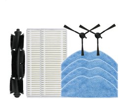 9 stuks Accessoireset - 1 hoofdborstel, 2 zijborstels, 4 reinigingsdoeken en 2 filterzeven - Voor 360 S8, S8 Plus , 360 Botslab S8 Plus, Rowenta X-plorer Serie 75 S+ RG8597W, EZVIZ RE4 / RE5 Plus