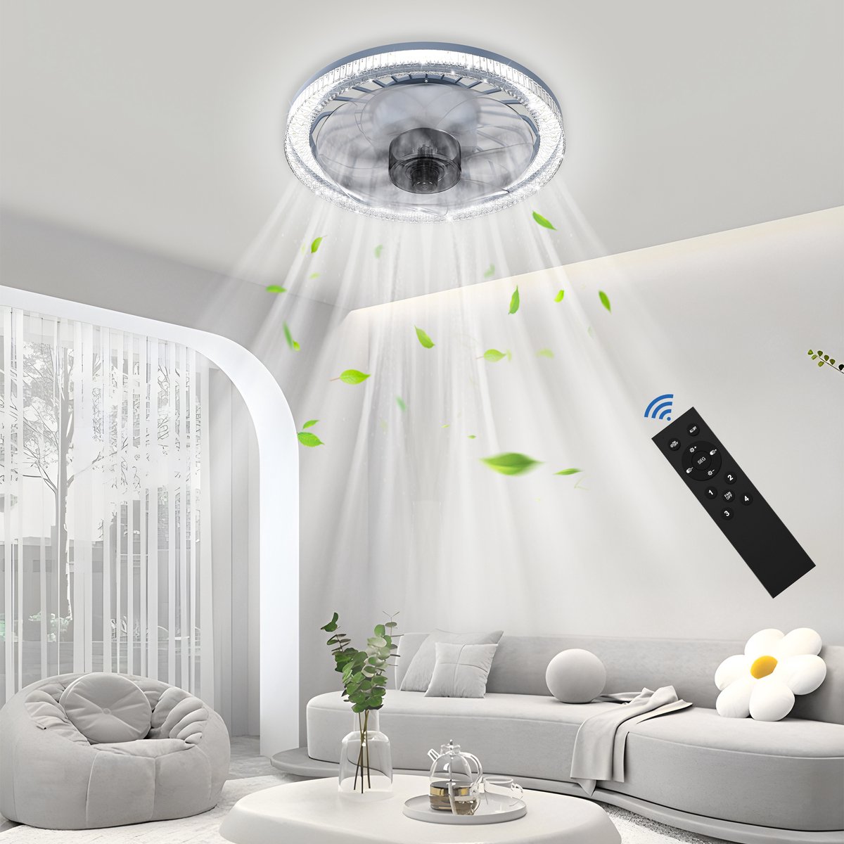 Froadp 60W LED Plafondventilator Met Verlichting En Afstandsbediening Ventilator Licht Plafond Dimbaar Moderne Ventilator Lamp Ventilator Plafondlamp thumbnail 6