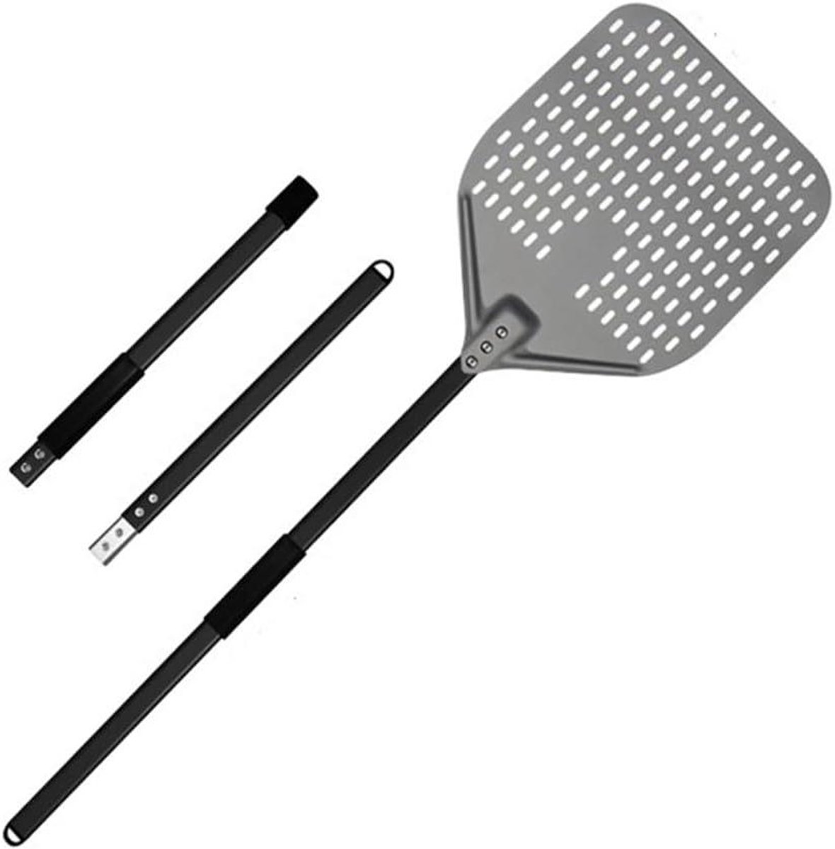 Pizzaschep Aluminium - Bakspatel Pizza - Oven Gebruik - Geperforeerd Oppervlak - 12 Inch 86cm - Zilver