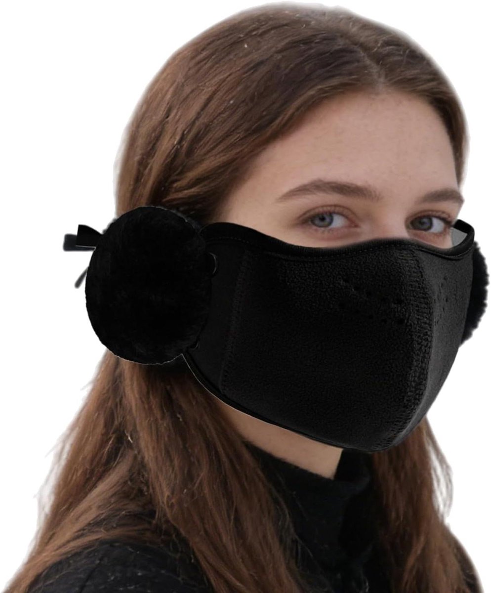 Gezichtsbedekking Winter - Thermisch masker - Buitenactiviteiten beschermen - Dikke fleece voering - 22 cm breed - Zwart