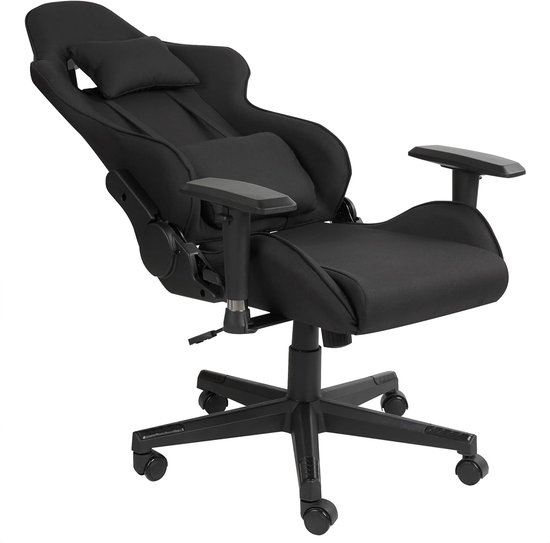 Gamestoel Stof - Ergonomische Stoel - Comfortabel Zitten - Verstelbare Rugleuning - 132 cm - Zwart — afbeelding 3
