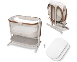 Maxi-Cosi Iora Pro Co-sleeper - Elegance Beige - Snel inklapbaar - 100% gerecyclede stoffen - Schommelfunctie - Rollende wielen