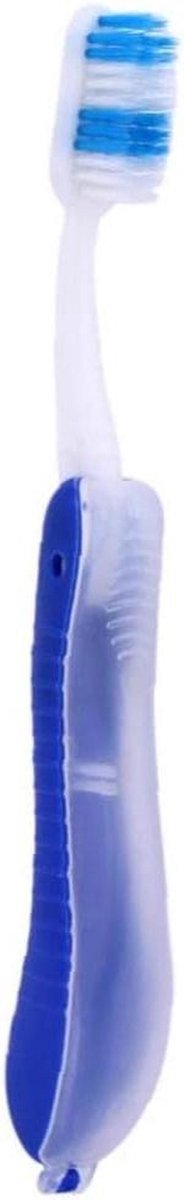 Opvouwbare Tandenborstel - Reis Tandenborstel - Mondhygiëne Onderweg - Zachte Rubberen Bescherming - 18.5 cm - Blauw Grijs