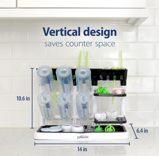Dr. Brown's Baby Bottle Drying Tower - Verticale Flessendroogrek voor Babyflessen & Accessoires - Ruimtebesparend Aanrecht Droogrek - Grijs/Wit van Dr. Brown's — afbeelding 2