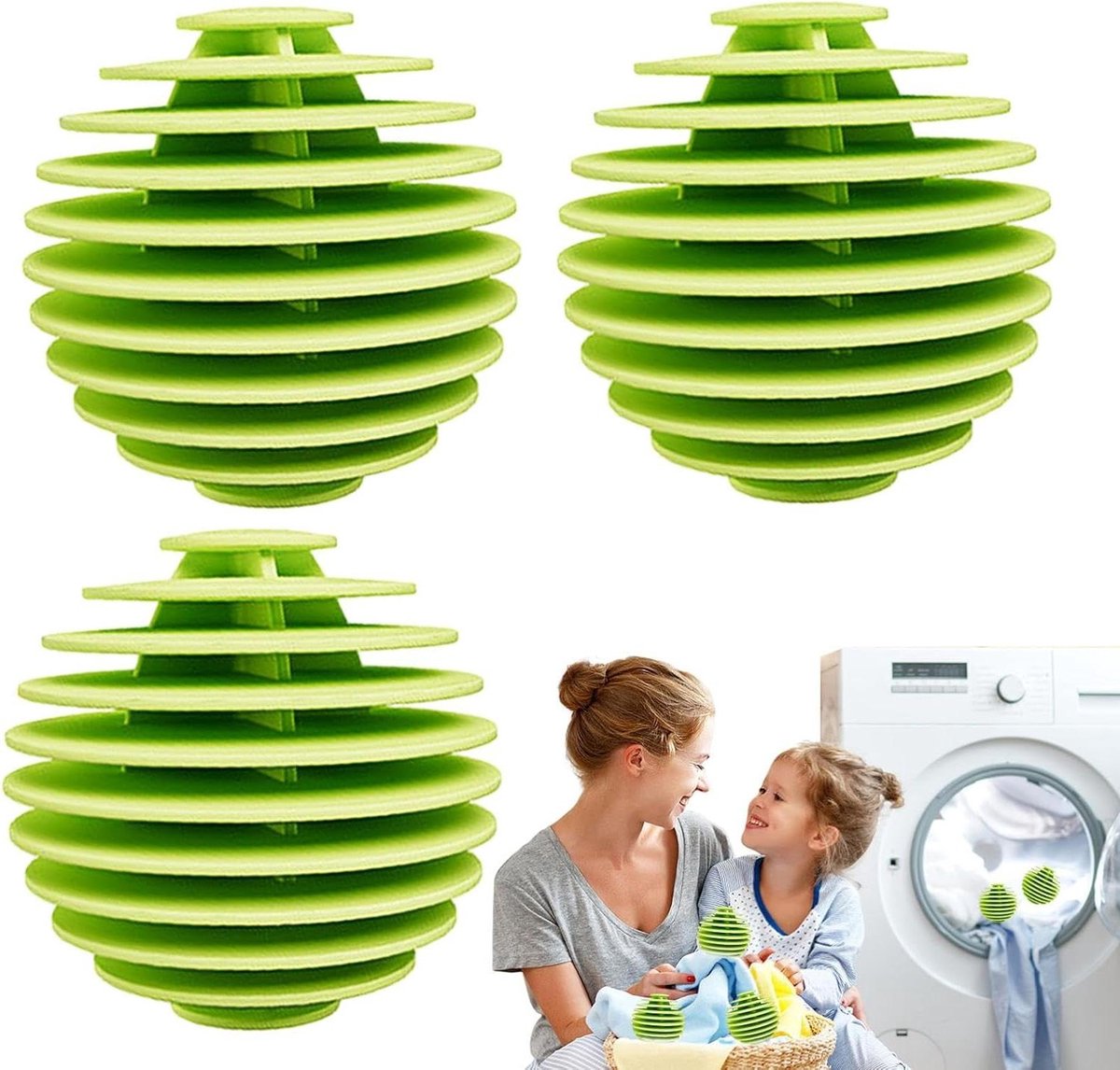 Wasmachinewasballen - Droger Ballen - Kleding Reinigen - Vlekafvoer Ontwerp - 3 Stuks - Grijs