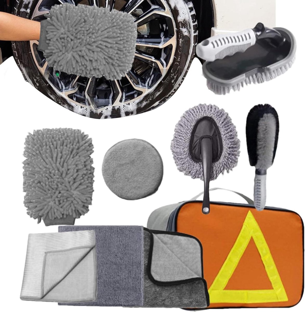 Borstelset Autoreiniging - Voertuigverzorging - Grondige Detailreiniging - Efficiënte Microvezeltechnologie - 10 Delige Set - Diverse Kleuren