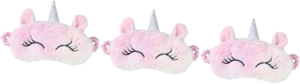 Slaapmaskers Set - Oogmaskers Kinderen - Ontspannen Slapen - Zacht Pluche Materiaal - 3 Stuks - Roze