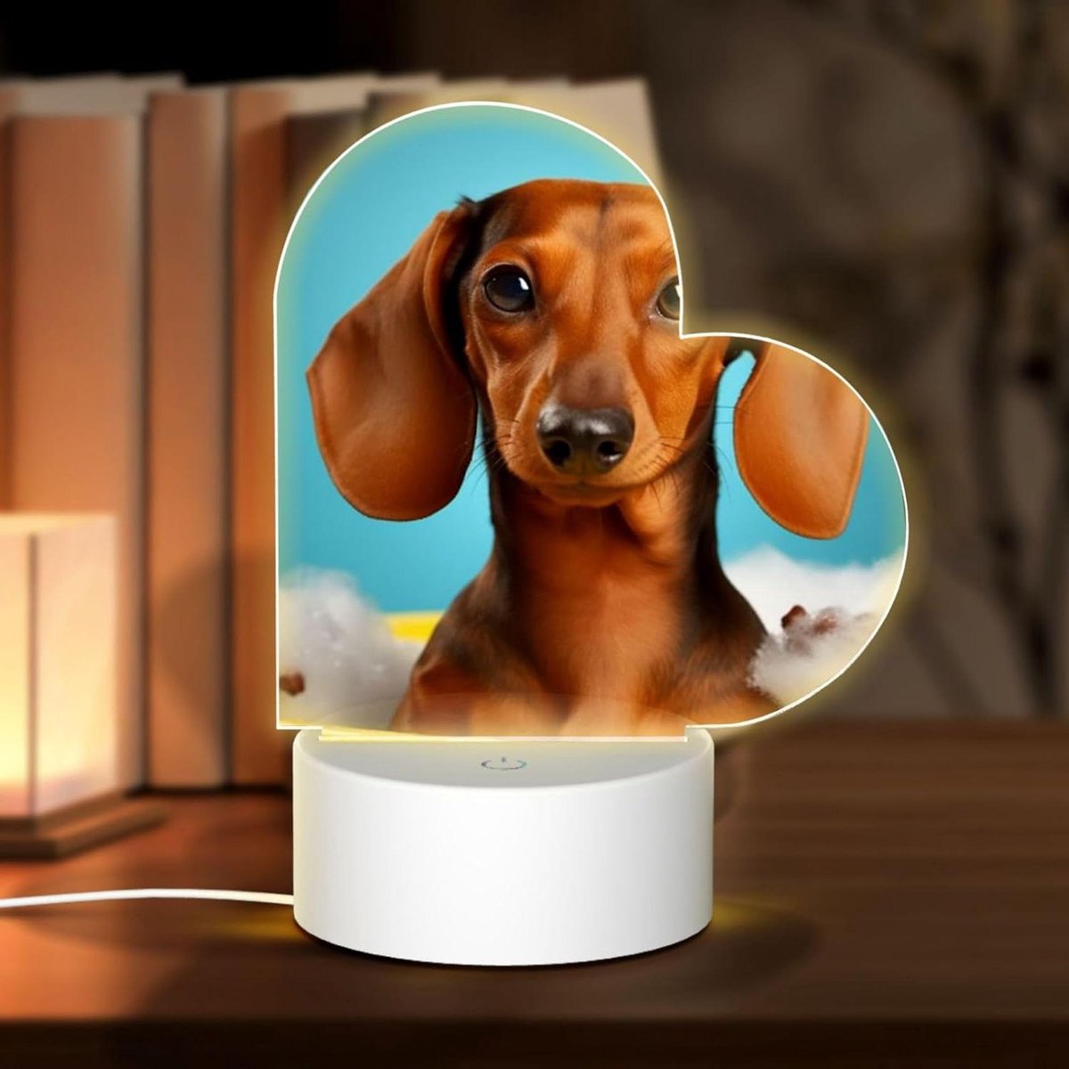 Acryl Nachtlampje - Hond Lamp - Sfeerverlichting Creëren - 3 Warm Licht Modes - 14 x 18 cm - Dachshund Hond