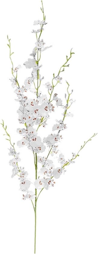 Kunstorchideeën Lange Steel - Zijden Bloemen - Decoratie Thuis - 7 Takken - 110 cm - Wit