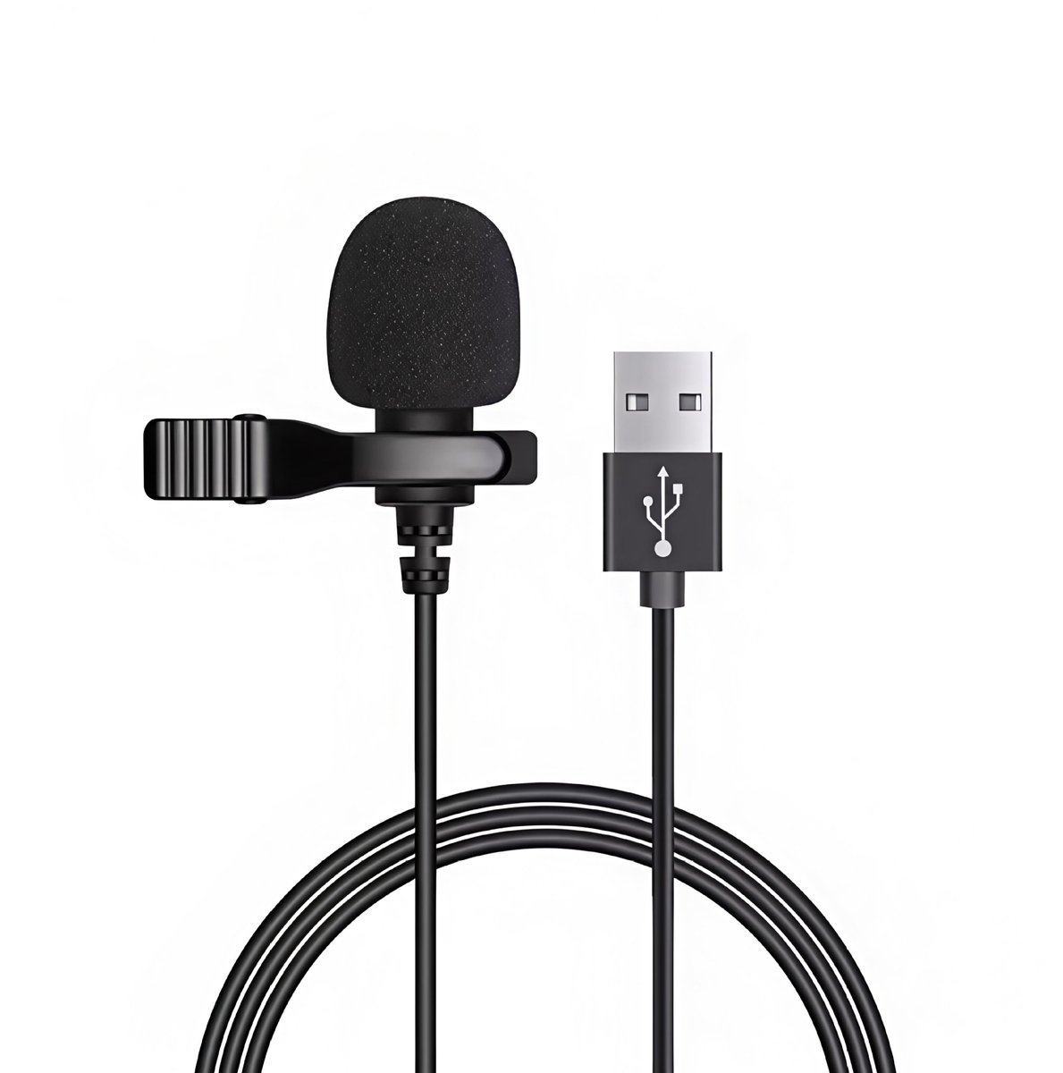 carmdering - Mini USB PC Mikrofoon - Lavalier Clip On Mic - Condensator Microfoon - Omnidirectionele Opname - Plug And Play Installatie - Duurzaam Metaal En Zacht Kabel - Ideaal Voor Podcasts En Video Calls - 1 Stuk