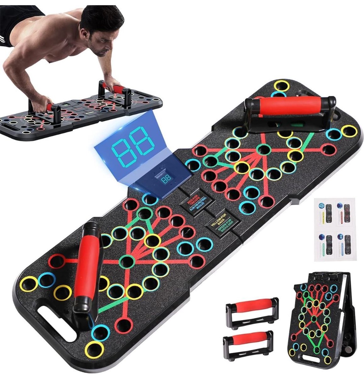 KAD® Push up Bord - Parallettes - Push up Board - Zwart - 72cm x 32cm x 2cm